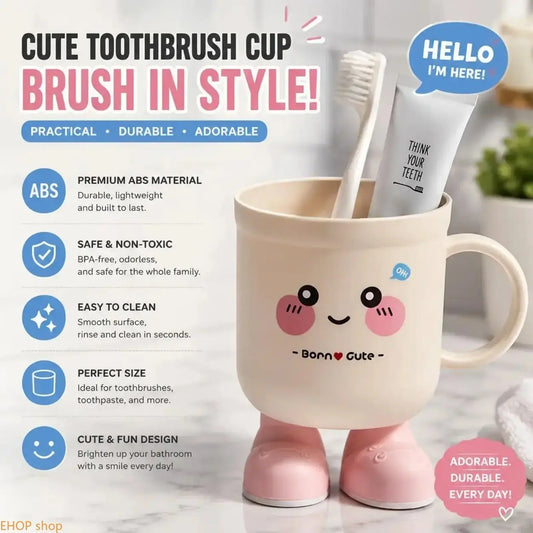 Cute Cartoon Pattern Mouthwash Cup, Multifunctional Toothbrush Holder, Bathroom Accessory Suitable for Dormitory, Household Use and Gifting,sohochic