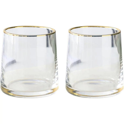 2 Pcs Classic Clear Cylindrical Glass Mouthwash Cups, Bathroom Brushing Cup, 6 Oz