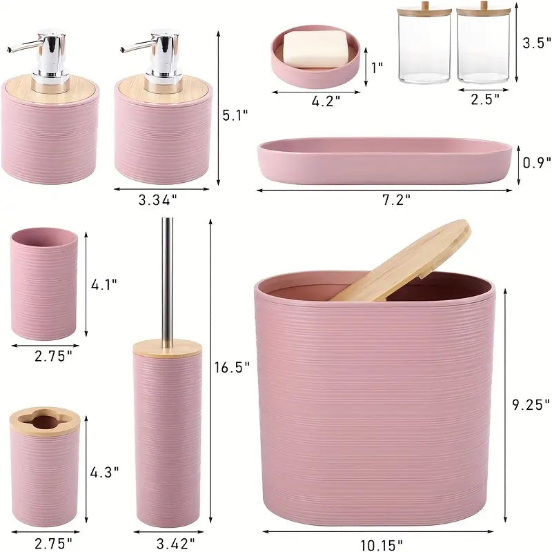 10 Pcs Pack Bathroom Caddy Complete Kit - Stylish Storage Hardware Accessories with Soap Dispenser, Toothbrush Holder, Mouthwash Cup, Soap Dish, Cotton Swabs Corral, Multi-purpose Organizer, Ideal Housewarming Gift (Bathroom Decor Ideas Included)