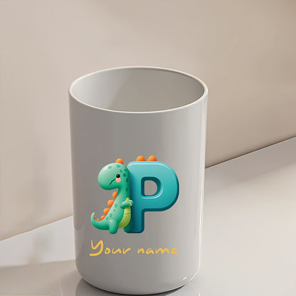 Customized Name Water Cup, Personalized Toothbrush Cup, Creative Dinosaur Letter Print, Couple Solid Color Mouthwash Cup, Holiday Camping Necessities, Suitable for Home, Travel and School, Personalized Gifts for Friends and Partners.