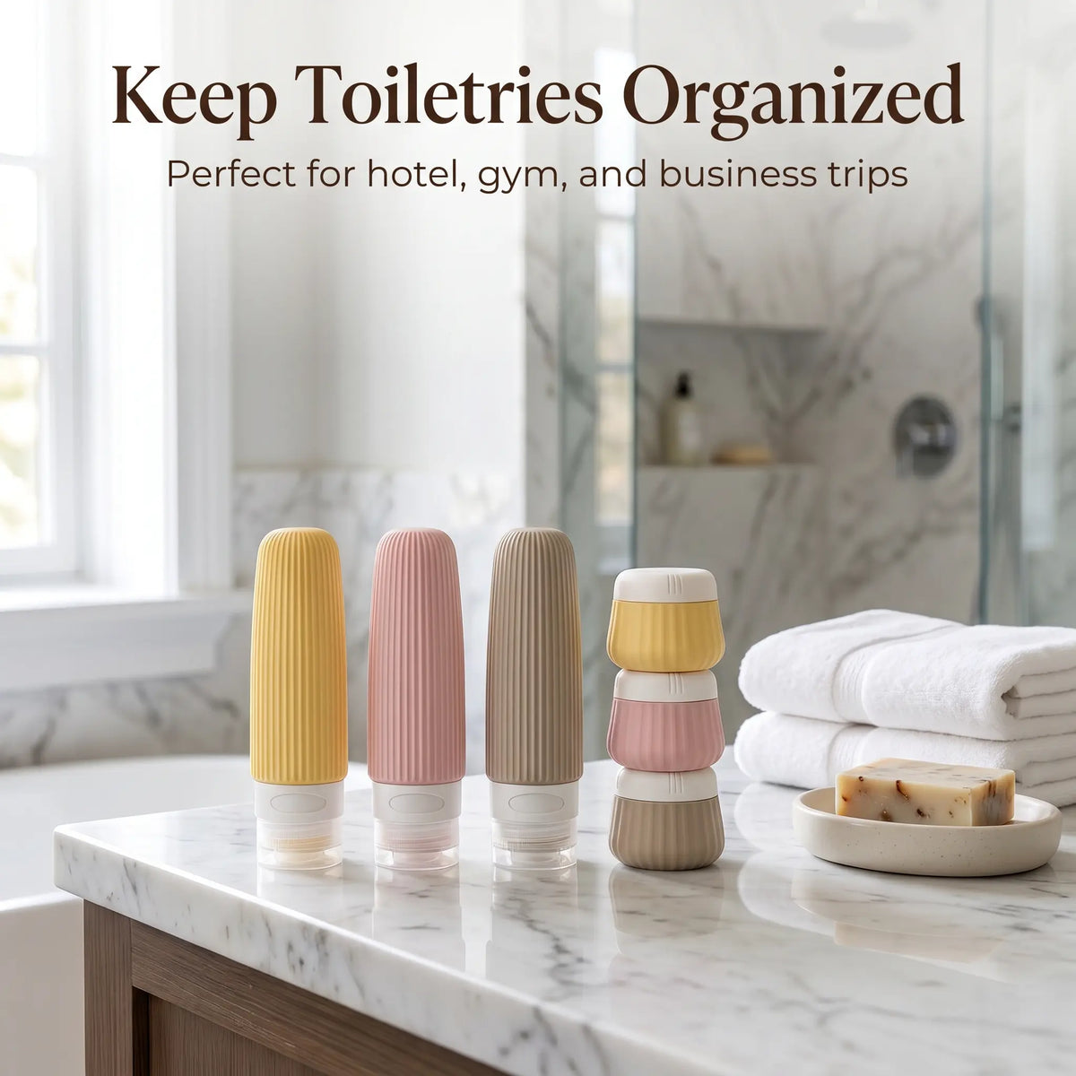 11Pcs Leakproof Silicone Travel Bottles Set - Refillable Cosmetic Storage Containers, Reusable Compact Set with Labels & Toiletry Bag, Portable Travel & Perfume Bottle Kit for Shampoo, Body Wash, Skincare (Vacation, Gym Use)