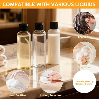 5-Pack Transparent Durable Travel Bottle Set, 3.4 oz TSA-Approved Leakproof Refillable Containers for Toiletries, Shampoo, Lotion, Conditioner (Home Organizer Storage Jars)
