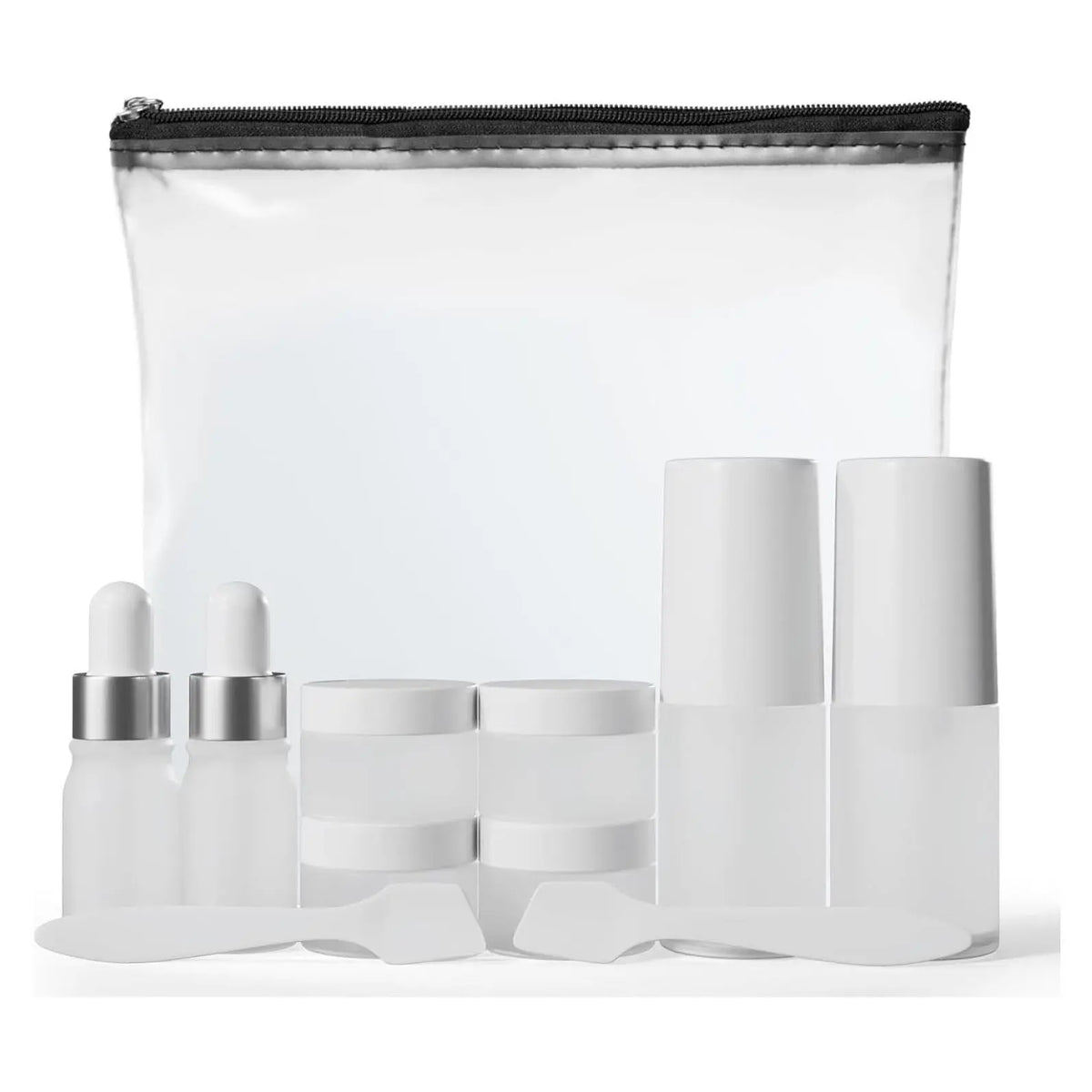 11 Piece Travel Skincare Containers Set - TSA Approved Toiletry Bag & Travel Size Toiletries Bottles - Airless Pump, Dropper Bottles & Travel Size Containers for Serums, Moisturizers, & OilsGift