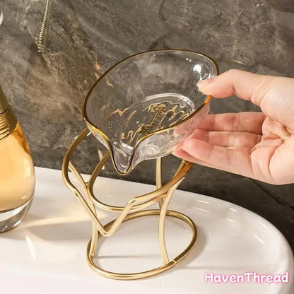 Modern Leaf-Shaped Polyester Bar Soap Holder - Bathroom Accessory, No-Drill Shower Soap Dish with Stand, One-Size DIY Bag Accessory,sohochic