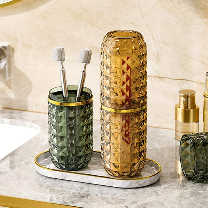 1pc of Luxury Diamond-Patterned Travel Portable Toiletry Cup
