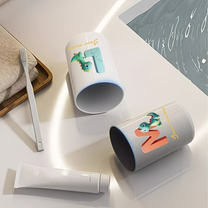 Customized Name Water Cup, Personalized Toothbrush Cup, Creative Dinosaur Letter Print, Couple Solid Color Mouthwash Cup, Holiday Camping Necessities, Suitable for Home, Travel and School, Personalized Gifts for Friends and Partners.