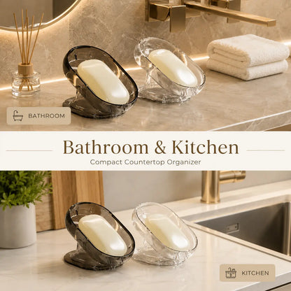 1/2 Pc Oval Soap Dish, Bathroom Organizer, Durable Clear Plastic Soap Holder for Shower or Bathtub Décor, Suitable for Bathroom and Kitchen, Easy-to-Clean Space-Saving Soap Tray, Bathroom Accessories, Soap Rack, Soap Bar Holder - MM2
