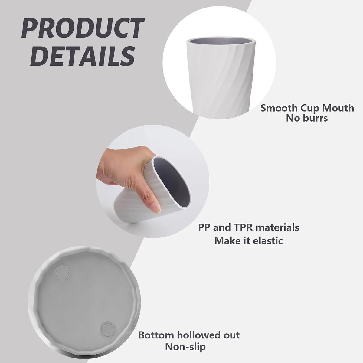Unbreakable Bathroom Tumbler Cup,  ,  Holder Organizer, Portable Mouthwash,  Rinsing Cup, Multi-Functional Gargling Drinking or  Travel (White)