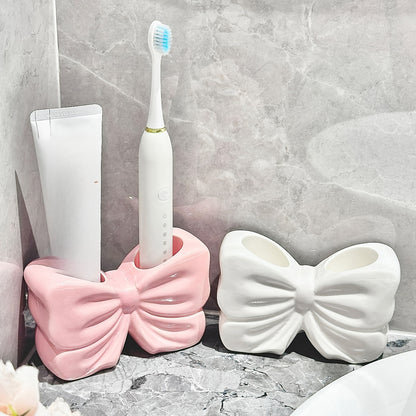 Cute Creative Bowknot Toothbrush Cup, Washroom Toiletries, Bathroom Mouthwash and Toothbrush Storage Cup, Toothbrush Holder