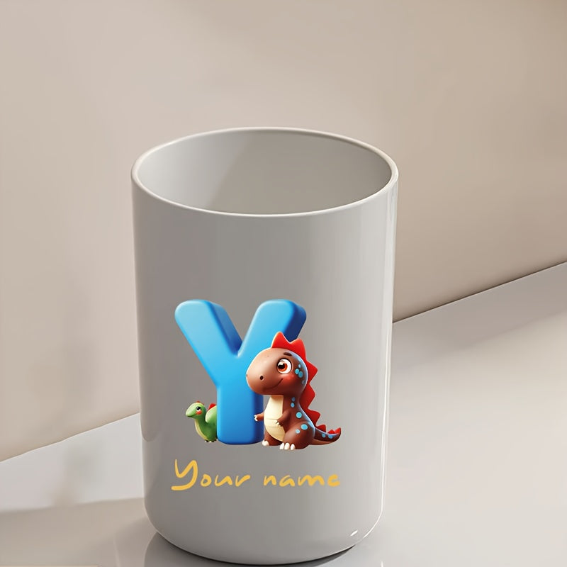 Customized Name Water Cup, Personalized Toothbrush Cup, Creative Dinosaur Letter Print, Couple Solid Color Mouthwash Cup, Holiday Camping Necessities, Suitable for Home, Travel and School, Personalized Gifts for Friends and Partners.