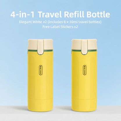 Plastic 2-Pack 4-in-1 TSA-Compliant Leak-Proof Multi-Use Travel Pump Bottle Set with Free Body Wash, Travel-Ready Storage Containers for Shampoo, Conditioner, Lotion, Compact Home Organizer Cosmetic Plastic Containers,sohochic