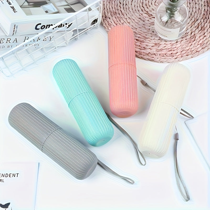 High-Quality Travel Toothbrush Set with Portable Storage Box, Rinse Cup And Toothpaste Holder - Alcohol-Free, Compact Design, Ideal for Travel Oral Care, Minimalist And Portable, Perfect for On-The-Go Use, Travel Essential, Durable Material