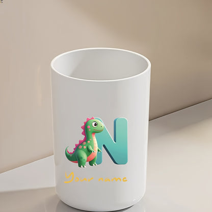 Customized Name Water Cup, Personalized Toothbrush Cup, Creative Dinosaur Letter Print, Couple Solid Color Mouthwash Cup, Holiday Camping Necessities, Suitable for Home, Travel and School, Personalized Gifts for Friends and Partners.