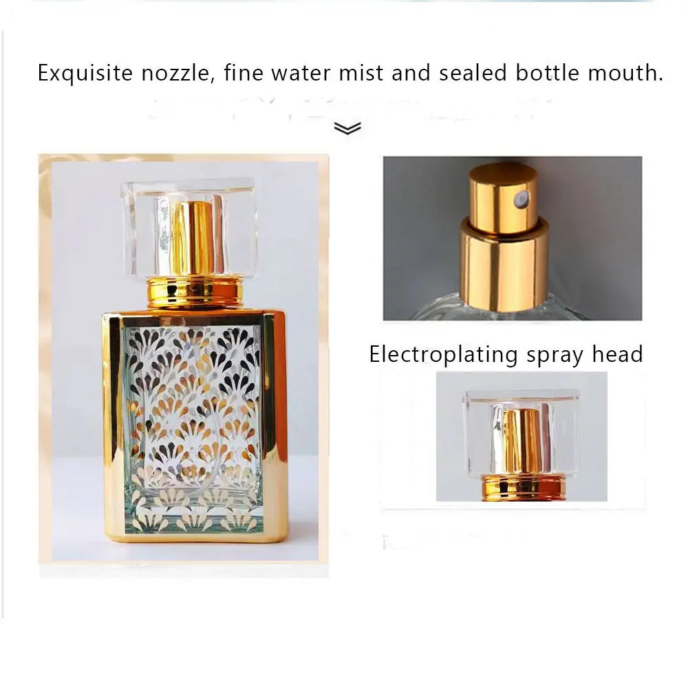 4pcs 30ML High-End Artistic UV Engraved Glass Spray Bottles, Refillable Spray Bottles, Cosmetic Dispenser Bottles, Toners, Press Down Bottles, Serums, Foundation Bottles