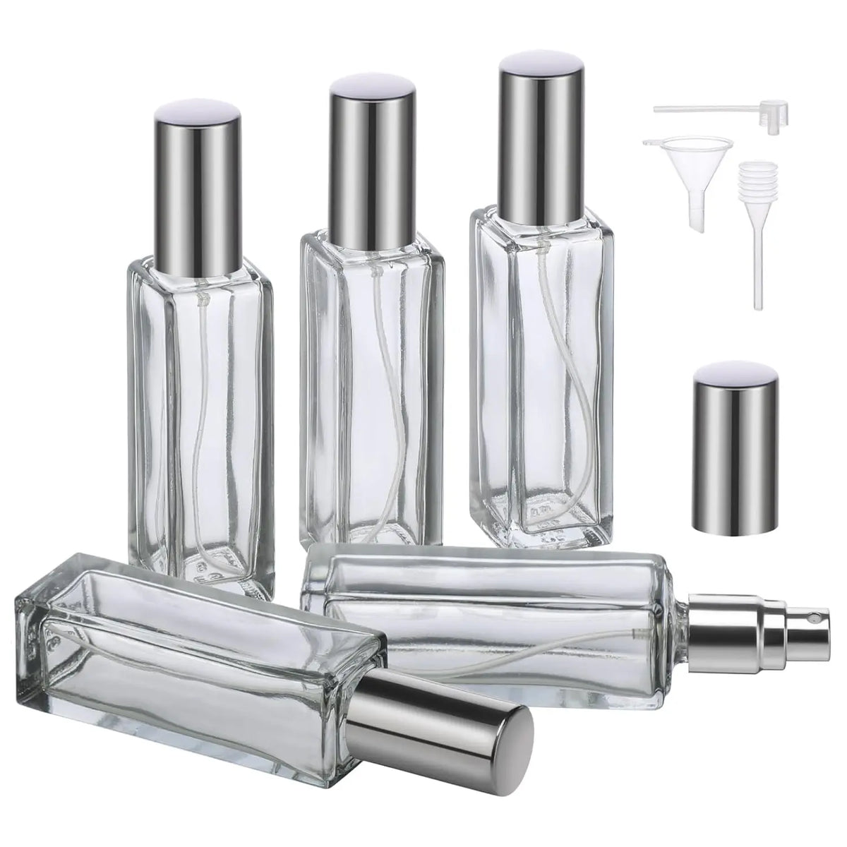 Women’s Transparent 5-Set 20ml Glass Cosmetic Travel Perfume Refill Bottles, Mini Portable TSA-Friendly Cologne Atomizers with Fine Mist Nozzles, Leakproof Toiletries Dispensers