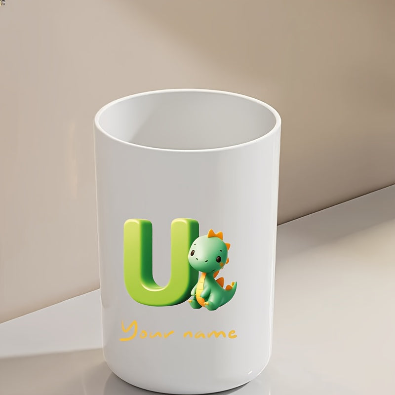 Customized Name Water Cup, Personalized Toothbrush Cup, Creative Dinosaur Letter Print, Couple Solid Color Mouthwash Cup, Holiday Camping Necessities, Suitable for Home, Travel and School, Personalized Gifts for Friends and Partners.