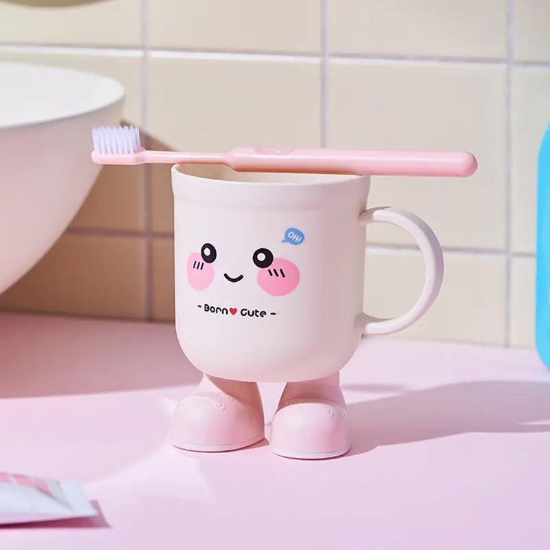 Creative Plastic Cartoon Tall Mouthwash Cup, Cute Drop‑Resistant Washing Cup for Daily Bathroom Use