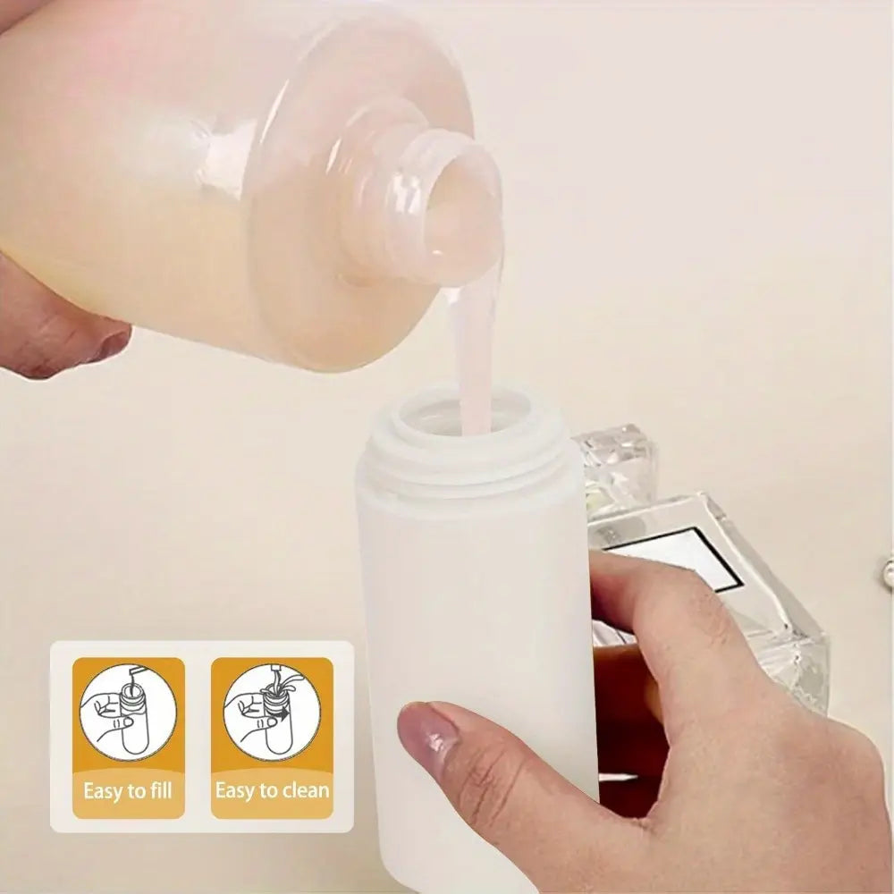 5PCS Travel Cream Dispenser Bottles Set Travel Bottles Toiletry Containers Set,Leak Proof Refillable Travel Accessories for Shampoo Conditioner Travel Essentials Transparent Organiser Beige Canister Tin,sohochic