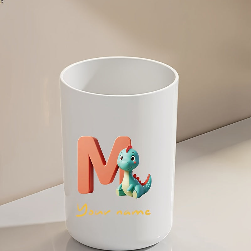 Customized Name Water Cup, Personalized Toothbrush Cup, Creative Dinosaur Letter Print, Couple Solid Color Mouthwash Cup, Holiday Camping Necessities, Suitable for Home, Travel and School, Personalized Gifts for Friends and Partners.