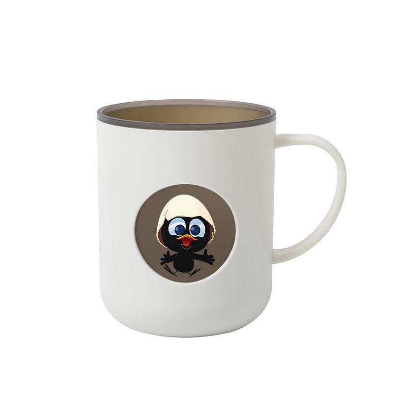 1pc 1pcs Two-Tone Eggshell Tooth Mug with Bird Print & Side Handle - Plastic Bathroom Cup Suitable for Toothbrushing, Mouthwash, & Adults, Eggshell & Color, Gift for, Travel, Birthday Present (No Toothpaste/Brush)