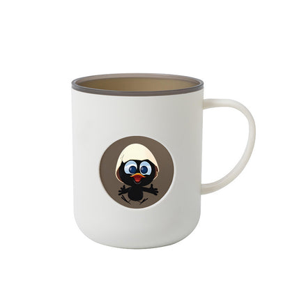 1pc 1pcs Two-Tone Eggshell Tooth Mug with Bird Print & Side Handle - Plastic Bathroom Cup Suitable for Toothbrushing, Mouthwash, & Adults, Eggshell & Color, Gift for, Travel, Birthday Present (No Toothpaste/Brush)