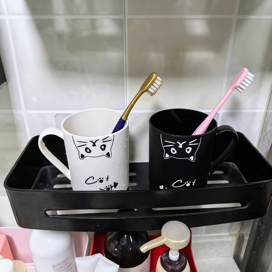 1pc Home Mouthwash Cups, Creative Couple Cat Toothbrush Cups, Cute Brushing Cups, Bathroom Plastic Washbasin Cups, Halloween And Christmas Gifts