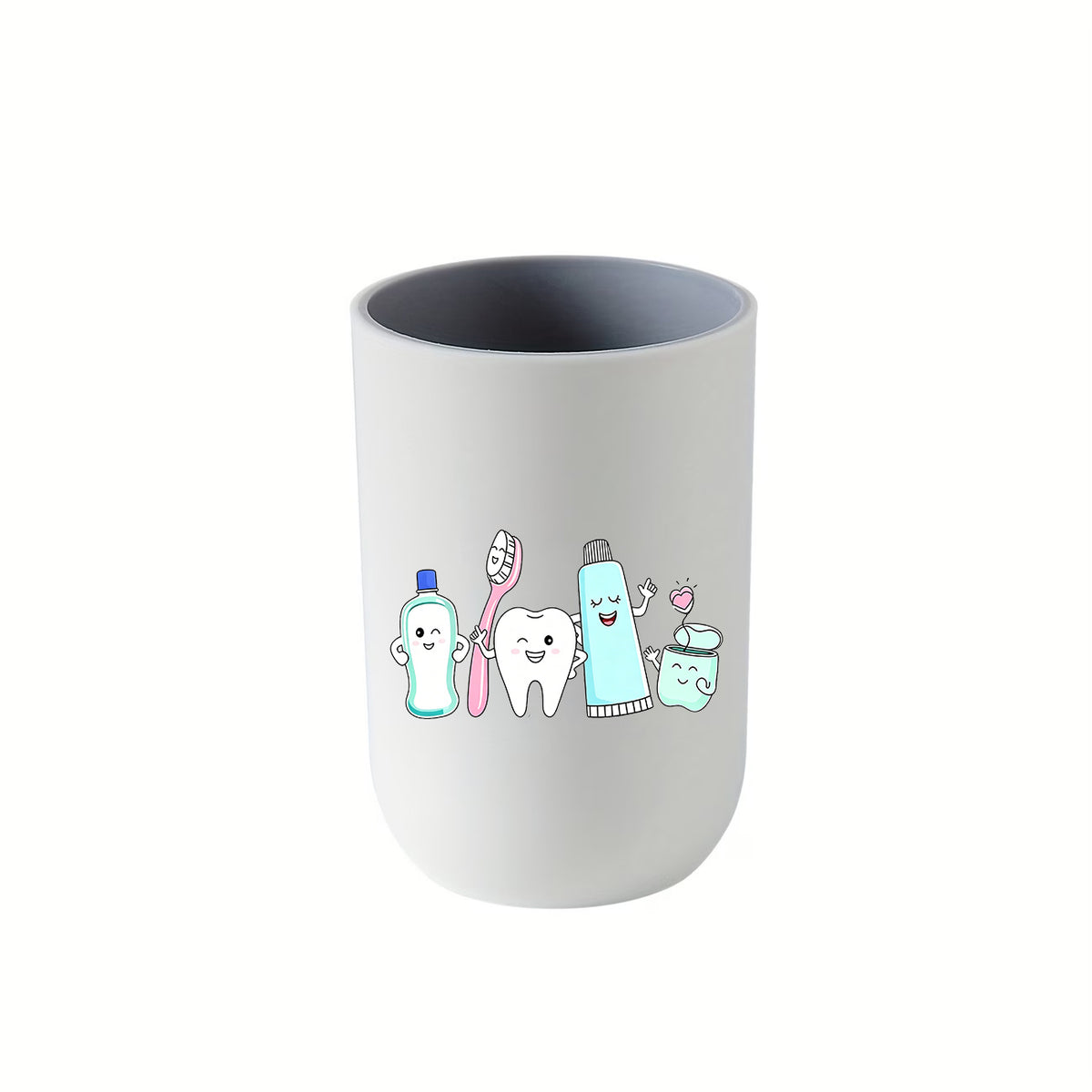 1pc Cup (Excluding Toothbrush And Toothpaste) Cute Cartoon Mouthwash Cup, Suitable for Families of 4, Couples, Modern Bathroom, Hygienic Toothbrush Storage, Minimalist Style, Essential Multi-Purpose Container for Small Spaces