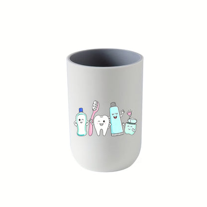 1pc Cup (Excluding Toothbrush And Toothpaste) Cute Cartoon Mouthwash Cup, Suitable for Families of 4, Couples, Modern Bathroom, Hygienic Toothbrush Storage, Minimalist Style, Essential Multi-Purpose Container for Small Spaces