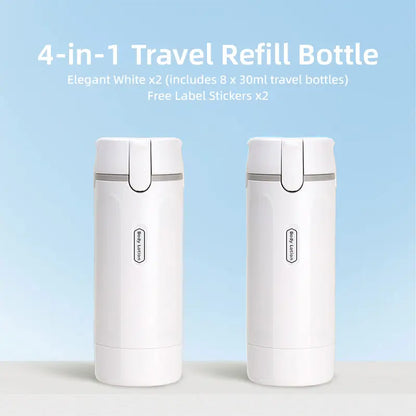 Plastic 2-Pack 4-in-1 TSA-Compliant Leak-Proof Multi-Use Travel Pump Bottle Set with Free Body Wash, Travel-Ready Storage Containers for Shampoo, Conditioner, Lotion, Compact Home Organizer Cosmetic Plastic Containers,sohochic