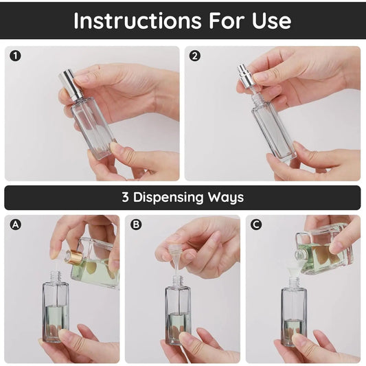 2Pcs 20ml Durable Refillable Glass Perfume Atomizer Multi-Pack - Leakproof Fine Mist Nozzle Spray, Mini Pocket Traveling Cosmetic Container, Hand Tool Kit Accessory, Cologne/Face Spray Dispenser,sohochic
