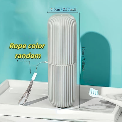 1pc Portable Lanyard Travel Toothbrush and Toothpaste Storage Cup | Thickened Drop-Resistant Original PP Toothbrush and Toothpaste Holder, Leak-Proof Storage Box with Random Lanyard, Rinse Cup and Toothpaste Holder, Compact Design, Durable Plastic