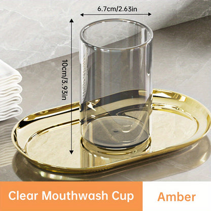 TAOSHI Couple's Mouthwash Cup, Toothbrush and Toothpaste Holder, Light Luxury Household Toothbrush and Toothpaste Storage Cup, Without Tray