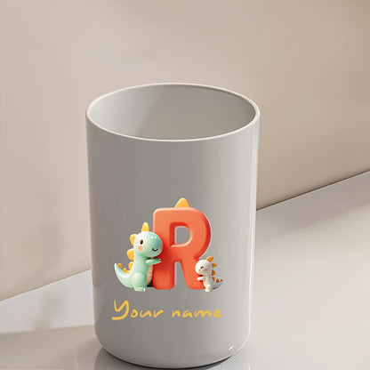 Customized Name Water Cup, Personalized Toothbrush Cup, Creative Dinosaur Letter Print, Couple Solid Color Mouthwash Cup, Holiday Camping Necessities, Suitable for Home, Travel and School, Personalized Gifts for Friends and Partners.