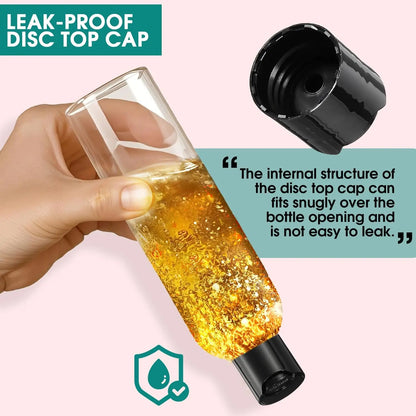 3Pcs 16 oz (500ml) BPA-Free Squeezable Refillable Plastic Empty Bottles, Black Disc Top Caps, 2 Small Funnels - Home Improvement Containers for Shampoo, Lotions,sohochic