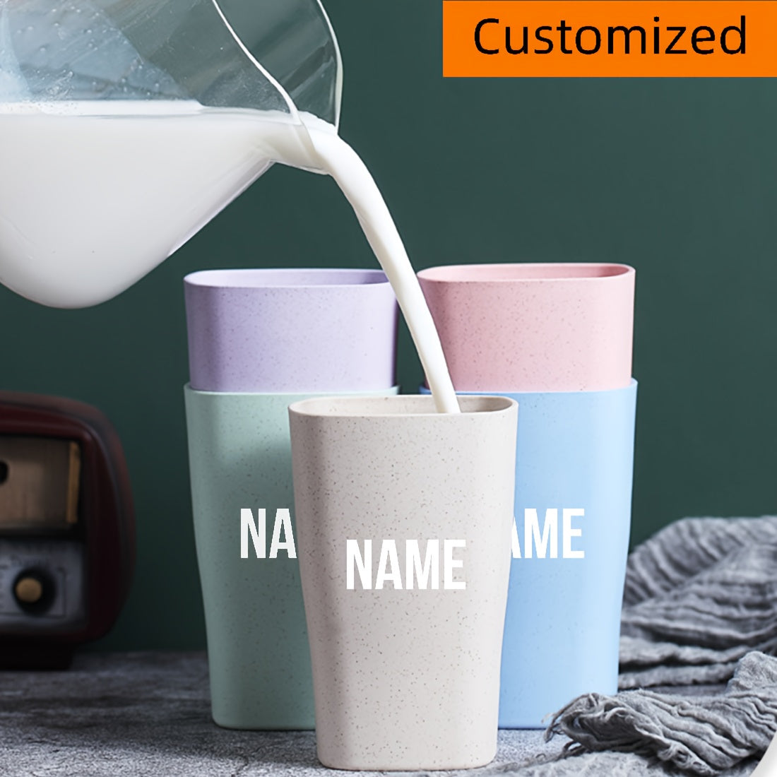 Custom Wheat Straw Thickened Plastic Mouthwash Cups, Creatively Customized and Available in Multiple Colors. Simple Home and Hotel Toothbrush Cups, Creative Custom Wash Cups. Bathroom Toiletries.