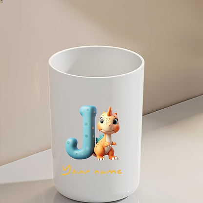 Customized Name Water Cup, Personalized Toothbrush Cup, Creative Dinosaur Letter Print, Couple Solid Color Mouthwash Cup, Holiday Camping Necessities, Suitable for Home, Travel and School, Personalized Gifts for Friends and Partners.