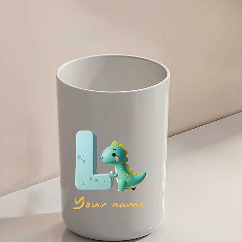 Customized Name Water Cup, Personalized Toothbrush Cup, Creative Dinosaur Letter Print, Couple Solid Color Mouthwash Cup, Holiday Camping Necessities, Suitable for Home, Travel and School, Personalized Gifts for Friends and Partners.