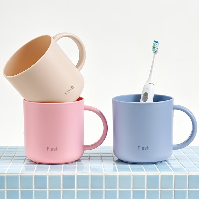 1pc Rinse Cup with Handle, Easy Couple Toothbrush Cup, Plastic Rinse Cup, Bathroom Glass Cup, Bathroom Accessory, Home Decor, Home Furniture