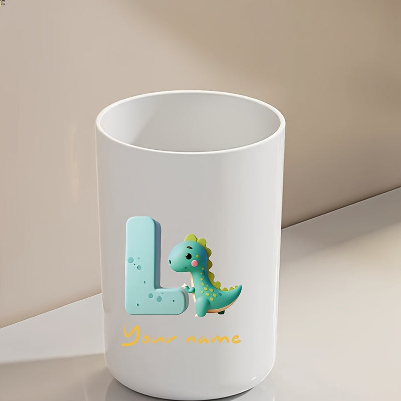 Customized Name Water Cup, Personalized Toothbrush Cup, Creative Dinosaur Letter Print, Couple Solid Color Mouthwash Cup, Holiday Camping Necessities, Suitable for Home, Travel and School, Personalized Gifts for Friends and Partners.
