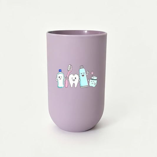 1pc Cup (Excluding Toothbrush And Toothpaste) Cute Cartoon Mouthwash Cup, Suitable for Families of 4, Couples, Modern Bathroom, Hygienic Toothbrush Storage, Minimalist Style, Essential Multi-Purpose Container for Small Spaces