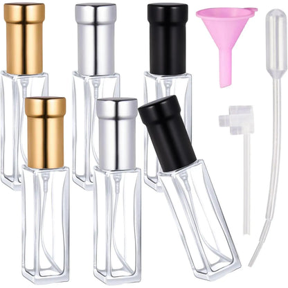 6 Pack 10ml Perfume Travel Refillable Bottles Leak Resistant Empty Glass  Bottles Mini Cologne Atomizer for Travel Size and Decants