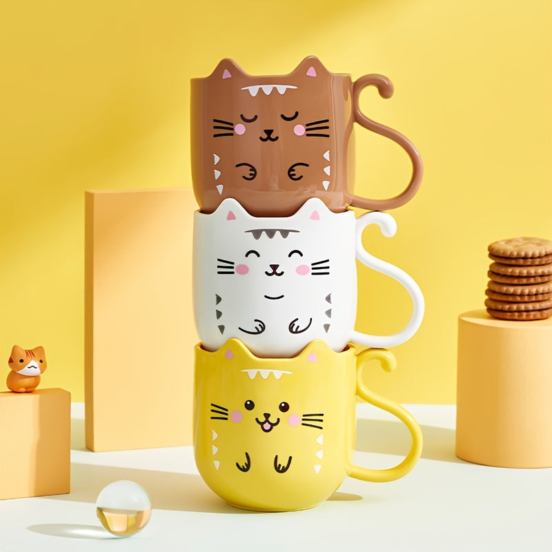 1pc Cute Cartoon Cat Mug - Creative Gift Box, Gift for World's Best Teacher Appreciation Perfect for Home And Travel - Thickened Wash Cup for Toothbrush