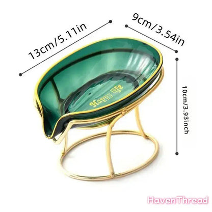 Modern Leaf-Shaped Polyester Bar Soap Holder - Bathroom Accessory, No-Drill Shower Soap Dish with Stand, One-Size DIY Bag Accessory,sohochic