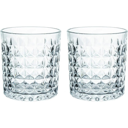 2-Pc Diamond Embossed Glass Mouthwash Cup Set, 8 Oz Bathroom Brushing Cup