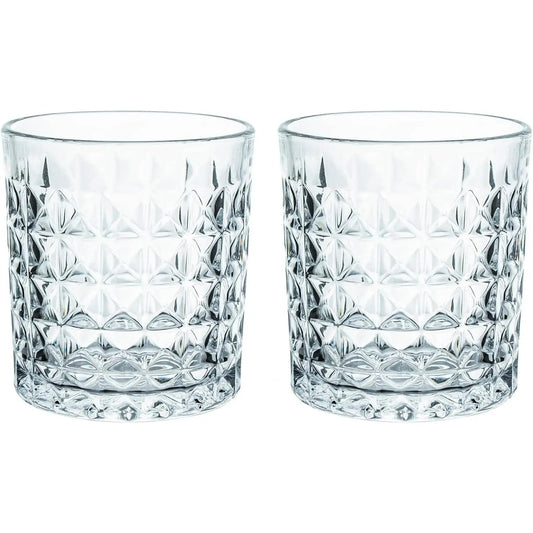 2-Pc Diamond Embossed Glass Mouthwash Cup Set, 8 Oz Bathroom Brushing Cup