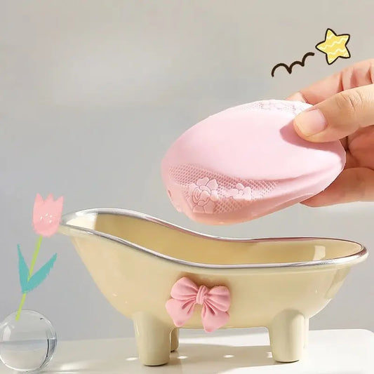 4pcs Cute Plastic Bathroom Soap Dishes - Creative Drainage Soap Holders, Kitchen And Bathroom Additions Tray, Easy to Use for Handwashing And Bathing