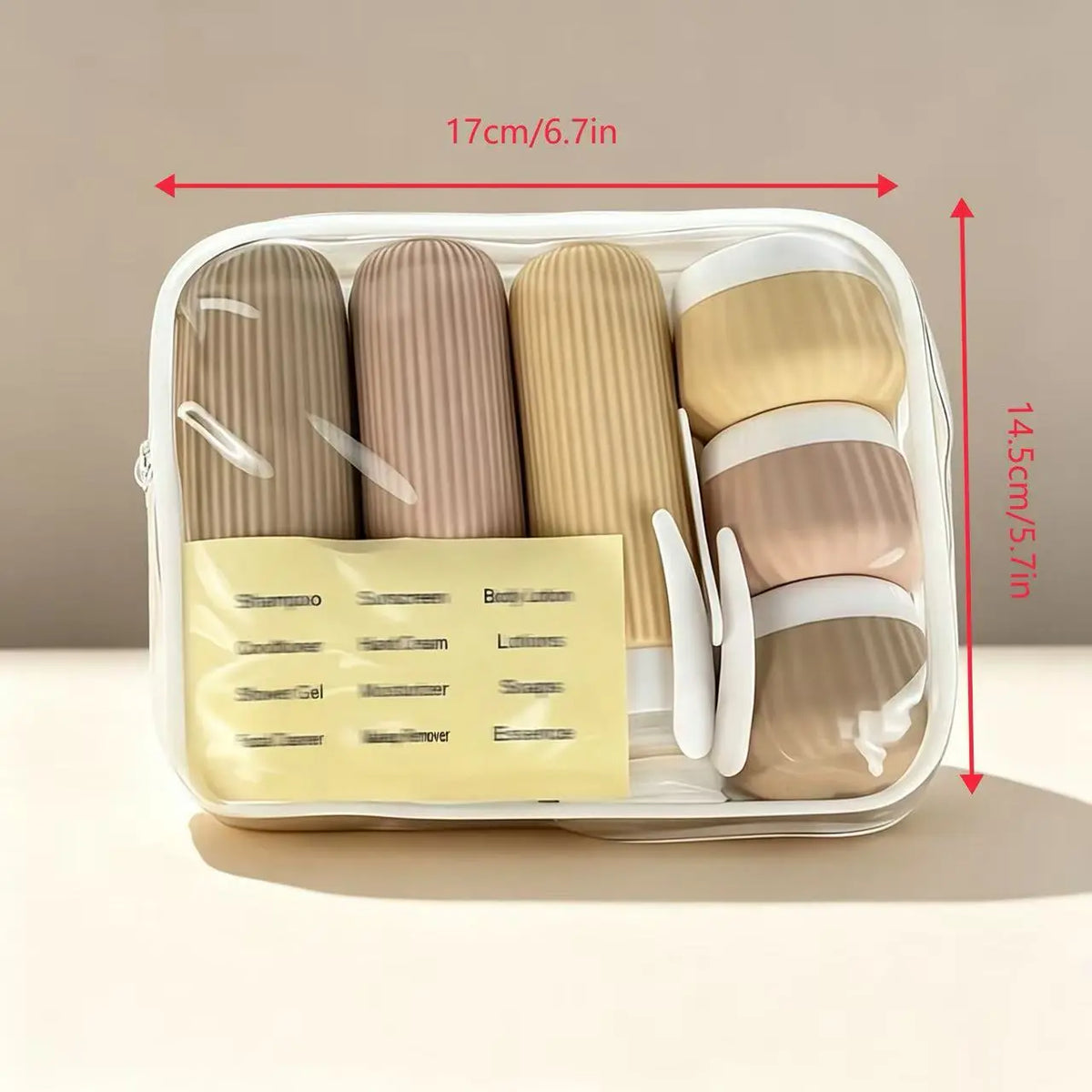 11Pcs Leakproof Silicone Travel Bottles Set - Refillable Cosmetic Storage Containers, Reusable Compact Set with Labels & Toiletry Bag, Portable Travel & Perfume Bottle Kit for Shampoo, Body Wash, Skincare (Vacation, Gym Use)