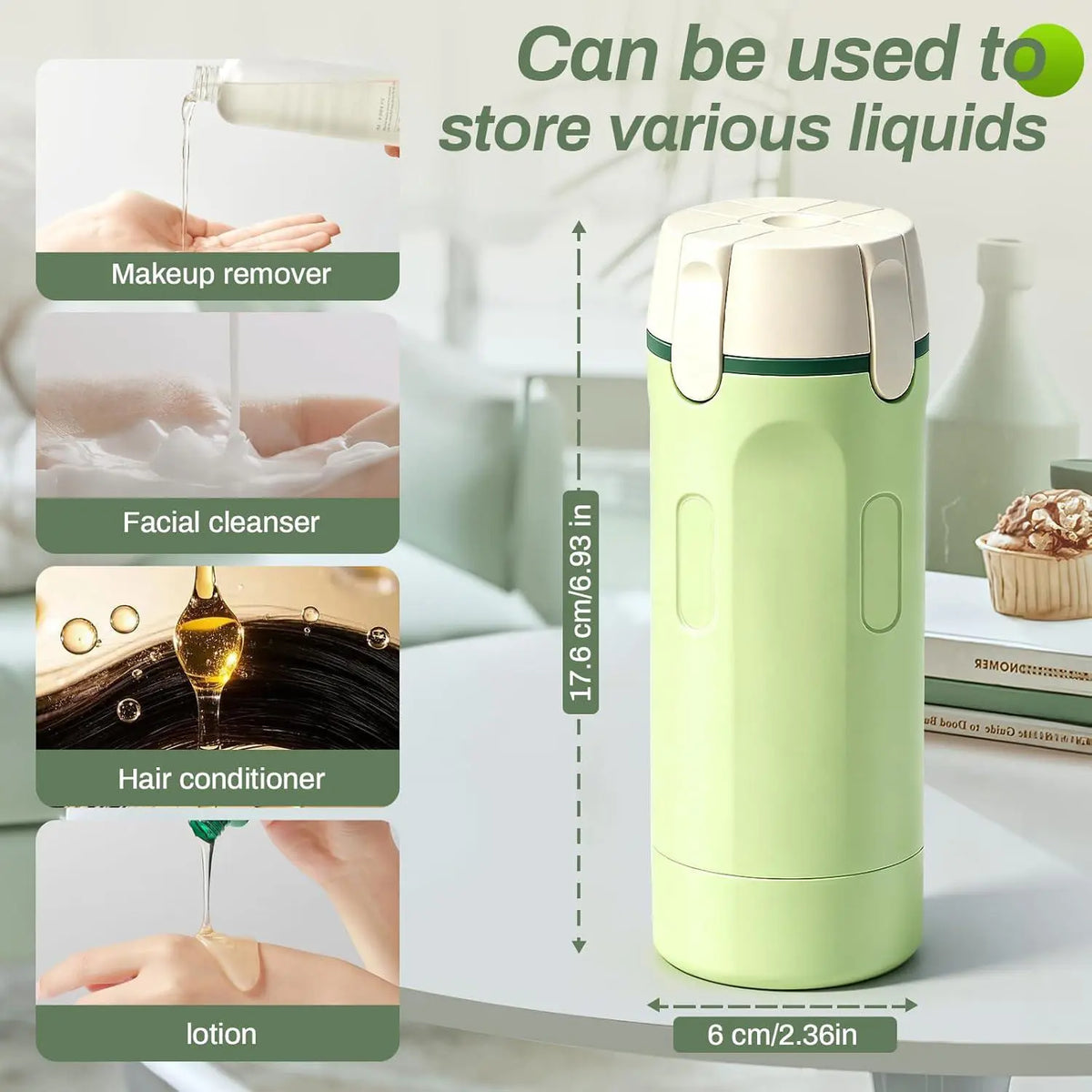 4-Pack Leak-Proof Plastic 4-in-1 Travel Toiletry Dispensers, 30ml Refillable Toiletries Storage Bottles for Shampoo, Conditioner, Body Wash, Lotion - Portable Home Organizer for Camping, Vacation