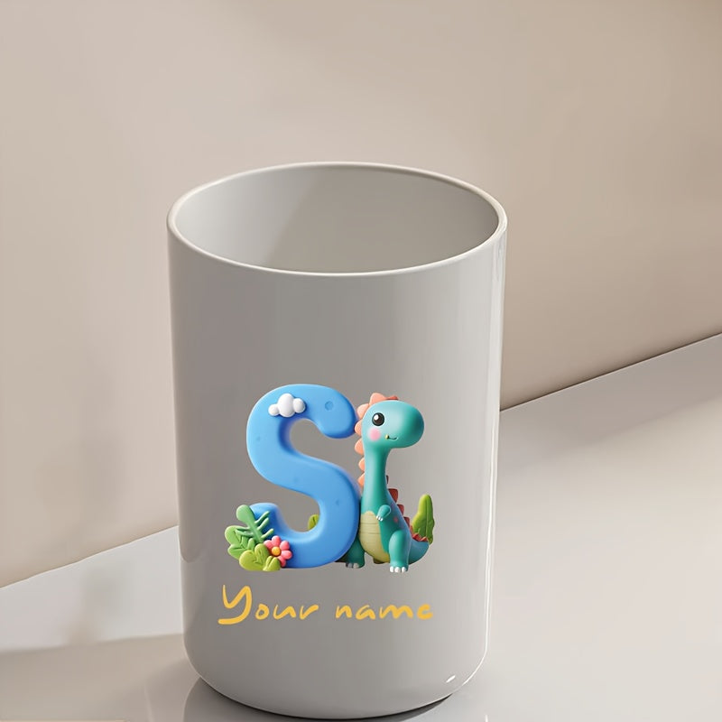Customized Name Water Cup, Personalized Toothbrush Cup, Creative Dinosaur Letter Print, Couple Solid Color Mouthwash Cup, Holiday Camping Necessities, Suitable for Home, Travel and School, Personalized Gifts for Friends and Partners.