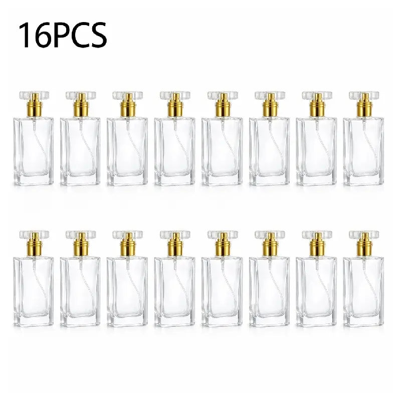 16pcs 30ml Glass Perfume Bottles, Refillable Transparent Travel Perfume Spray Atomizer Bottles with Fine Mist Spray Applicator Empty Spray Bottles